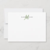 Persoonlijke saliegroene monogram aangepaste naam notitiekaartje (Voorkant)