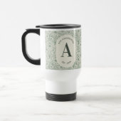 Persoonlijke Saliegroene Monogram Elegante Art Dec Reisbeker (Links)