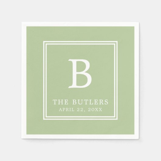 Persoonlijke saliegroene papieren servetten voor d (Voorkant)