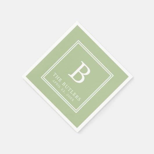 Persoonlijke saliegroene papieren servetten voor d (Hoek)