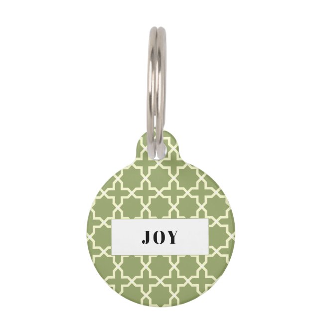 Persoonlijke saliegroene patroon stapel huisdierpenning (Voorkant)