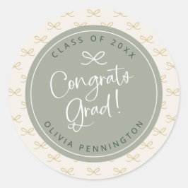 Persoonlijke saliegroene strik meisjesachtig ronde sticker