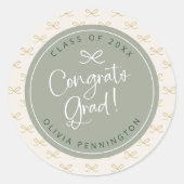 Persoonlijke saliegroene strik meisjesachtig  ronde sticker (Voorkant)