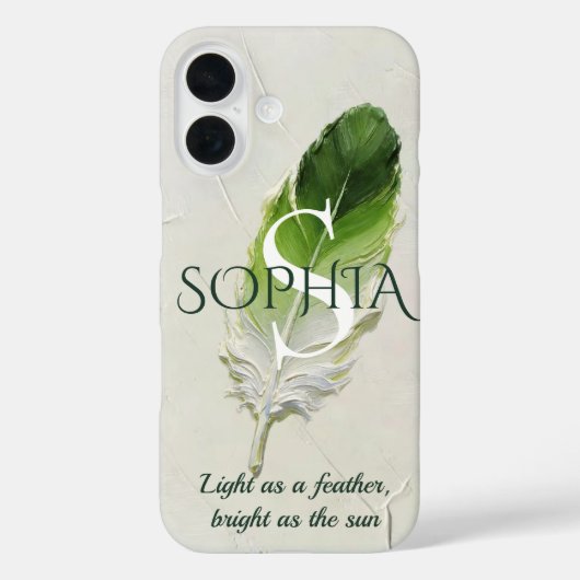 Persoonlijke Saliegroene Veer Initiële Case-Mate iPhone Case (Achterkant)