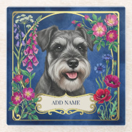 Persoonlijke Salt & Pepper Schnauzer Blauwe Onderz Glazen Onderzetter