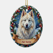 Persoonlijke Samojeed Kerstmis Keramisch Ornament (Rechts)