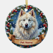 Persoonlijke Samojeed Kerstmis Keramisch Ornament (Voorkant)