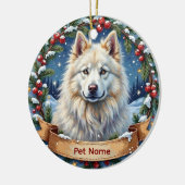Persoonlijke Samojeed Kerstmis Keramisch Ornament (Links)