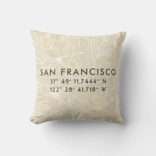Persoonlijke San Francisco Map   Beige Kussen