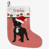Persoonlijke Santa Black Bulldog Kleine Kerstsok (Voorkant)