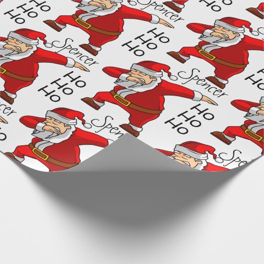 Persoonlijke Santa Dabbing Cadeaupapier (Hoek)