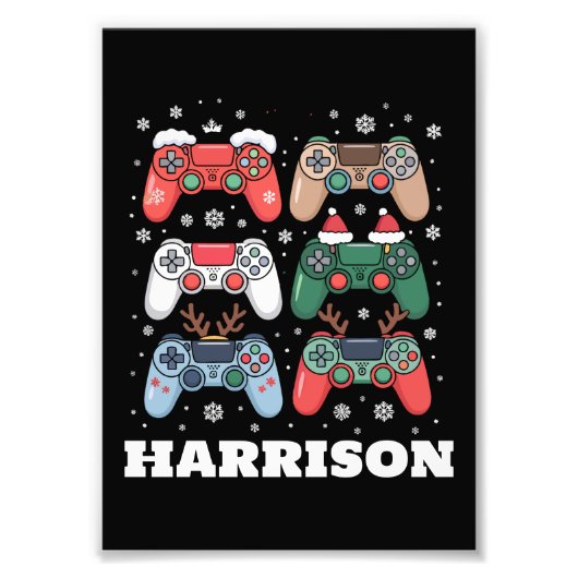 Persoonlijke Santa-gamecontroller Gamer Kerstmis Foto Afdruk (Voorkant)
