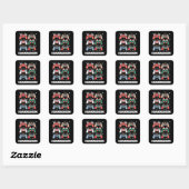 Persoonlijke Santa-gamecontroller Gamer Kerstmis Vierkante Sticker (Vel)