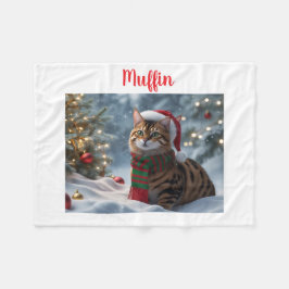 Persoonlijke Santa Paws Bengaalse Kat Kerst Fleece Deken