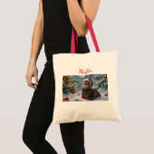 Persoonlijke Santa Paws Bengaalse Kat Kerst Tote Bag (Voorkant (product))
