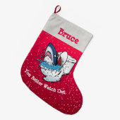 Persoonlijke Santa Toilet Shark Grote Kerstsok (Voorkant (Hangend))