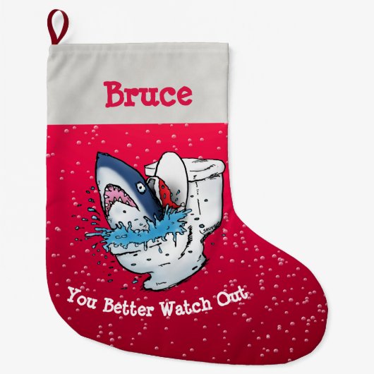 Persoonlijke Santa Toilet Shark Grote Kerstsok (Voorkant)