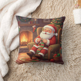 Persoonlijke "Santa's Gezellige Breihoek" Kussen