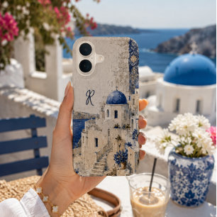 Persoonlijke Santorini Griekenland iPhone 16 Hoesje