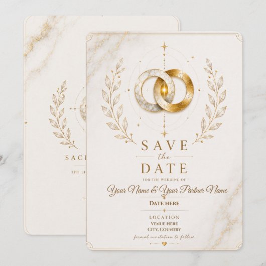 Persoonlijke Save the Date Kaart | Heilige Unie (Voorkant / Achterkant)