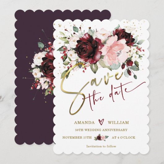 Persoonlijke Save the Date Kaarten voor 50ste Huwe (Voorkant / Achterkant)