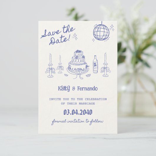 Persoonlijke 'Save the date' uitnodiging Huwelijk (Staand voorkant)