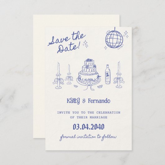 Persoonlijke 'Save the date' uitnodiging Huwelijk (Voorkant / Achterkant)