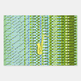 Persoonlijke Saxofoon Moderne Sax Naam Verjaardag Inpakpapier Vel