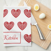 Persoonlijke Scandinavian Red Heart Kitchen Towel Theedoek (Quarter Fold)