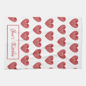 Persoonlijke Scandinavian Red Heart Kitchen Towel Theedoek (Horizontaal)