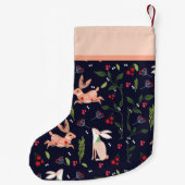 Persoonlijke Scandinavische Folk Art Bunnies Kleine Kerstsok (Achterkant)