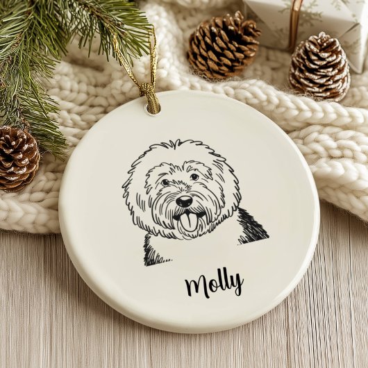 Persoonlijke schaapshond Kerstmis Keramisch Ornament