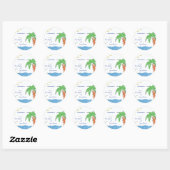 Persoonlijke schat strand met palmboom  ronde sticker (Vel)
