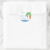 Persoonlijke schat strand met palmboom  ronde sticker (Tas)