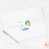 Persoonlijke schat strand met palmboom  ronde sticker (Envelop)
