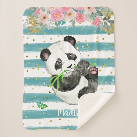 Persoonlijke Schattige Baby Panda Sherpa Blanket Deken (Voorkant)