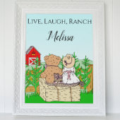 Persoonlijke Schattige Cowgirl en Teddybeer op Ran Poster