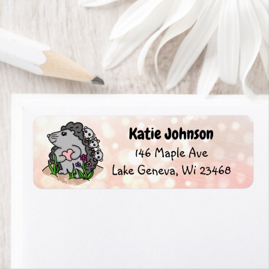 Persoonlijke Schattige Egel Mama en haar baby's Etiket (Insitu)