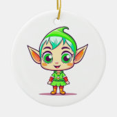 Persoonlijke Schattige Elf Kerst Keramisch Ornament (Voorkant)