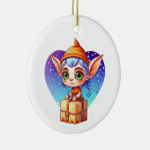 Persoonlijke Schattige Elf Kerstmis Keramisch Ornament (Rechts)