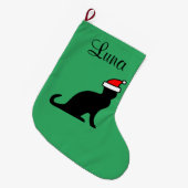 Persoonlijke schattige kat met Santa hat pet-dier Grote Kerstsok (Voorkant (Hangend))