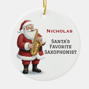 Persoonlijke Schattige Kerstman die Saxofoon Speel Keramisch Ornament