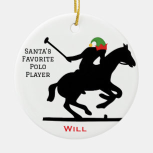 Persoonlijke Schattige Kerstman Elf Speelt Polo Keramisch Ornament