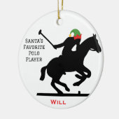 Persoonlijke Schattige Kerstman Elf Speelt Polo Keramisch Ornament (Links)