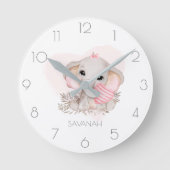 Persoonlijke schattige meisje roze  ronde klok (Voorkant)