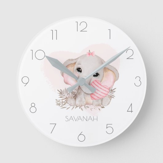 Persoonlijke schattige meisje roze ronde klok (Voorkant)