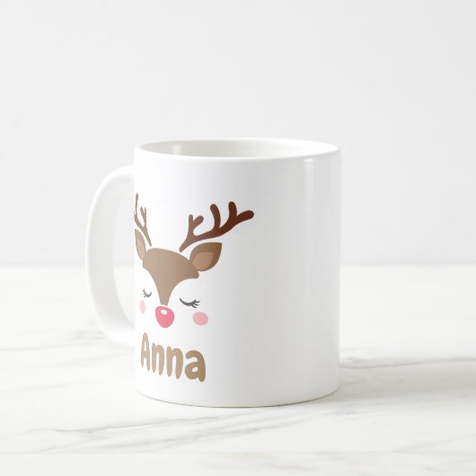 Persoonlijke schattige rendierkerst  koffiemok (Voorkant links)