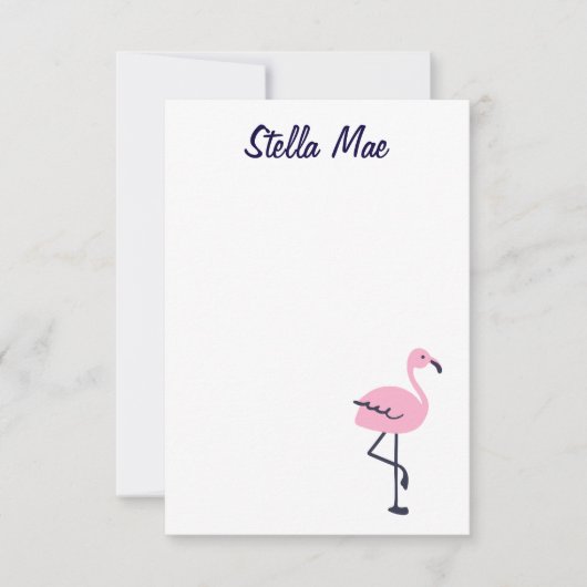 Persoonlijke schattige roze flamingo notecard notitiekaartje (Voorkant)