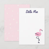 Persoonlijke schattige roze flamingo notecard notitiekaartje (Voorkant / Achterkant)