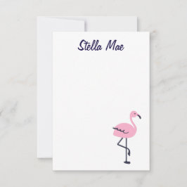 Persoonlijke schattige roze flamingo notecard notitiekaartje